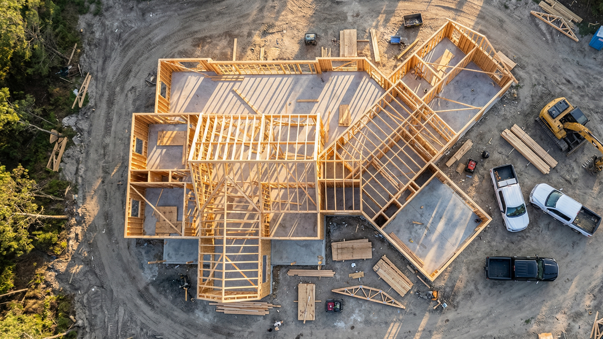 Drone monitoring construction site progress from above